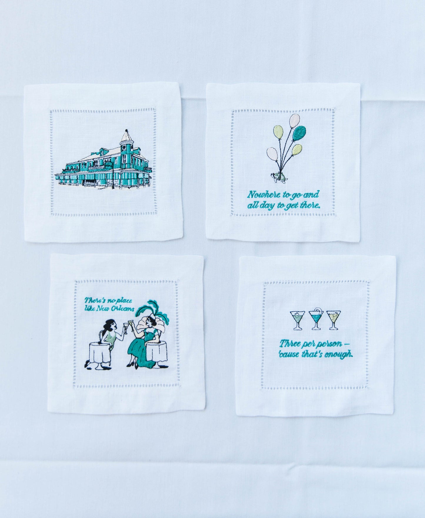 Commander’s Palace Embroidered Linen Cocktail Napkins (Set of Four)