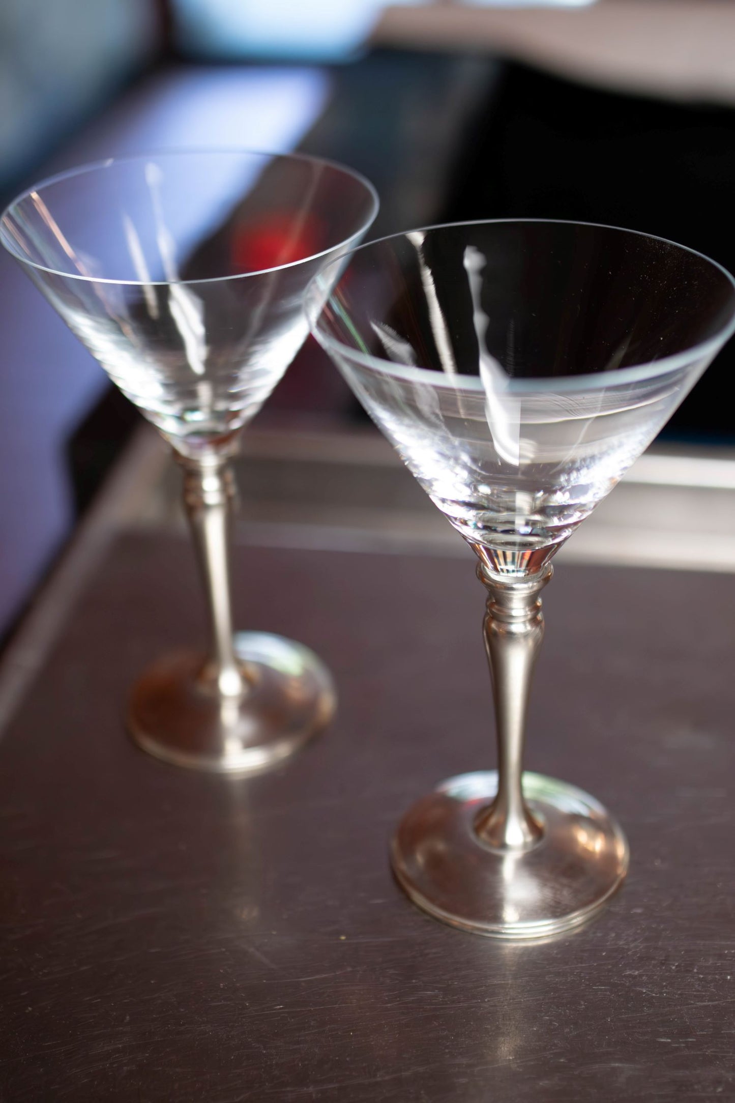 HANDMADE ITALIAN PEWTER MARTINI GLASSES (SET OF 2)